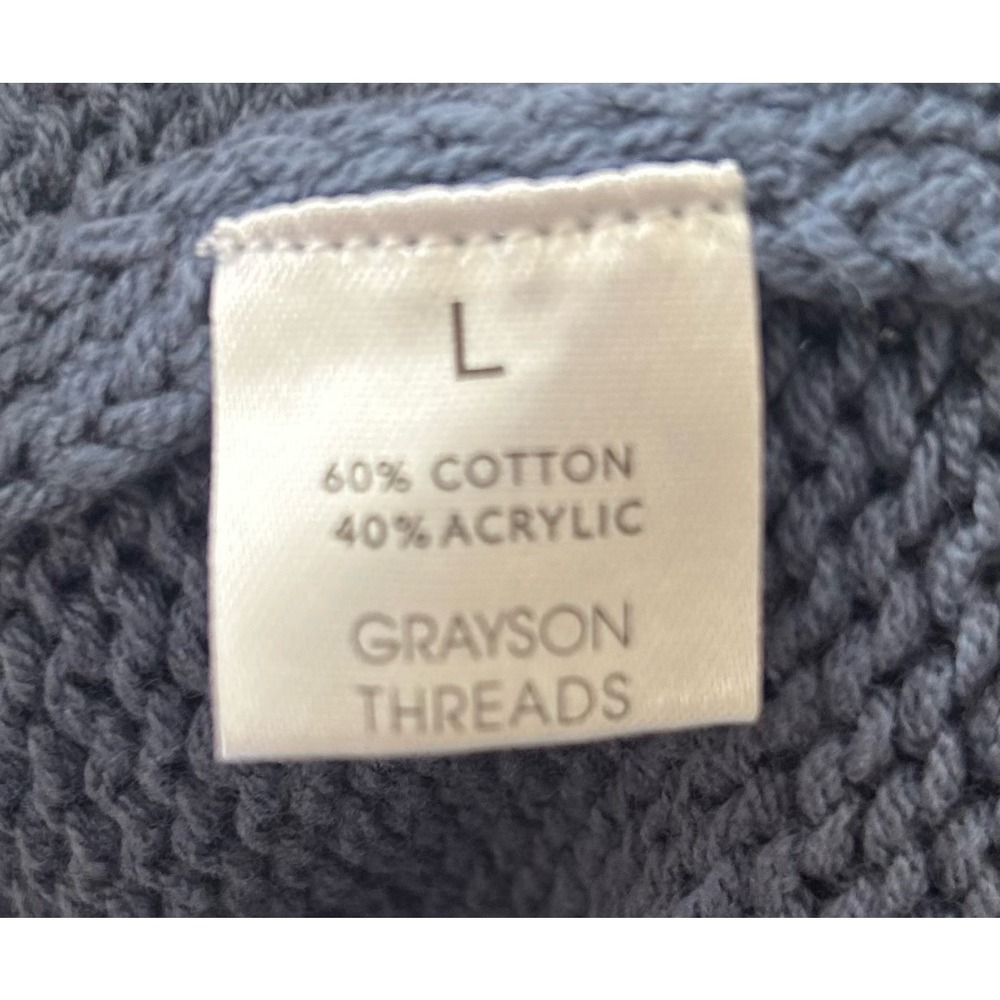 Grayson Threads Blue USA‎ Graphic Knit Cropped Sweater Women's Size L - Picture 7 of 8